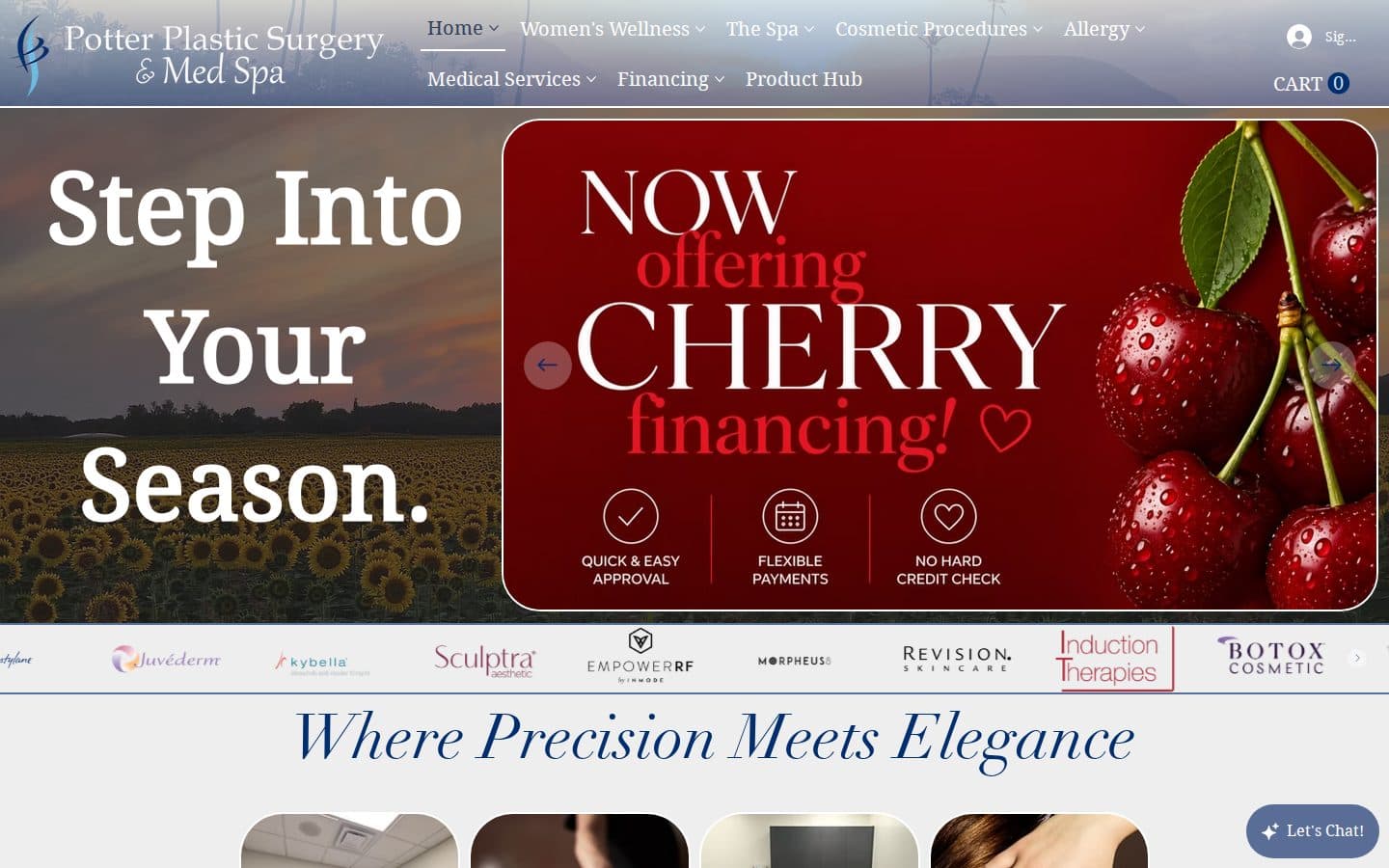 Live homepage of Potter Plastic Surgery & Med Spa in Hays, Kansas